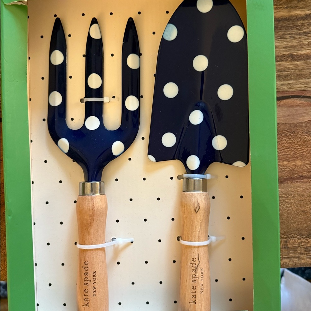 Kate Spade Blue and White Polka Dot Garden Tool Set